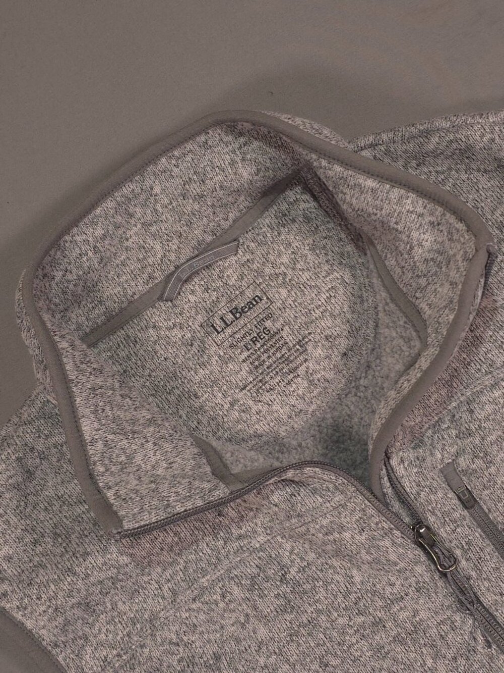 L.L.Bean Men's Large Gray Sweater Fleece Vest Slightly Fitted 505974